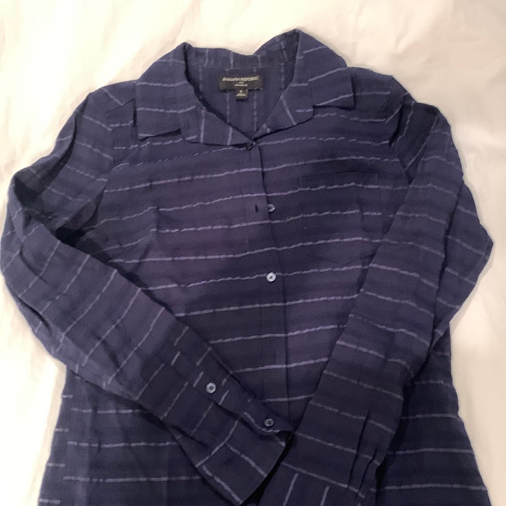 Sheer navy button down